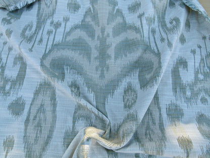Scalamandre Monroe Ikat Texture Moss/aqua  Soft Upholstery With An Ikat Pattern Blurriness Design Green MSRP USD 150