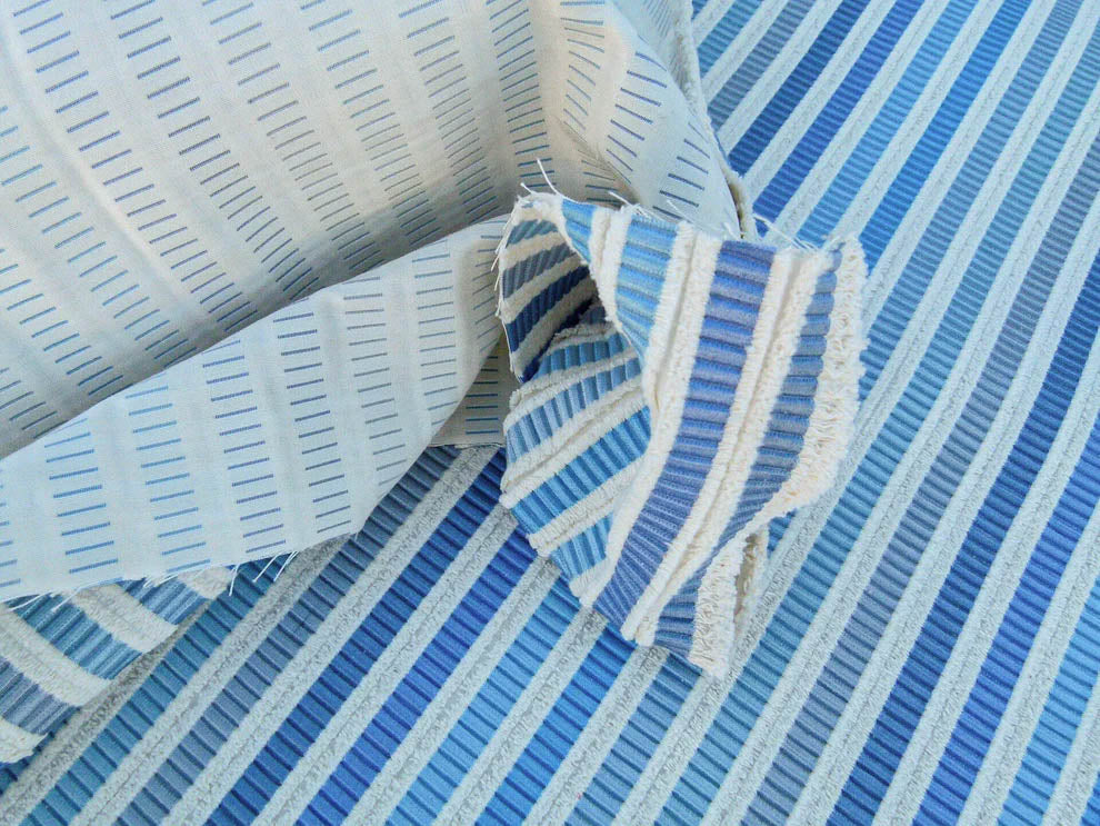 Scalamandre Clyfford Stripe Ivory/blue White Small Scale Silk Stripe MSRP USD 542