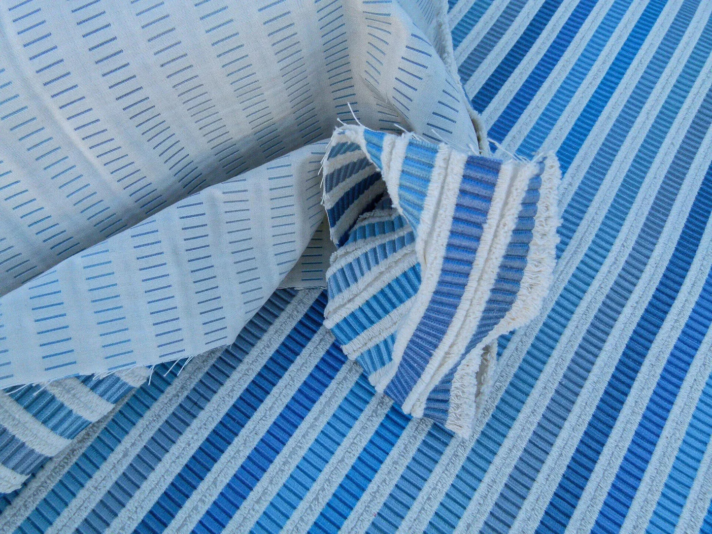 Scalamandre Clyfford Stripe Ivory/blue White Small Scale Silk Stripe MSRP USD 542