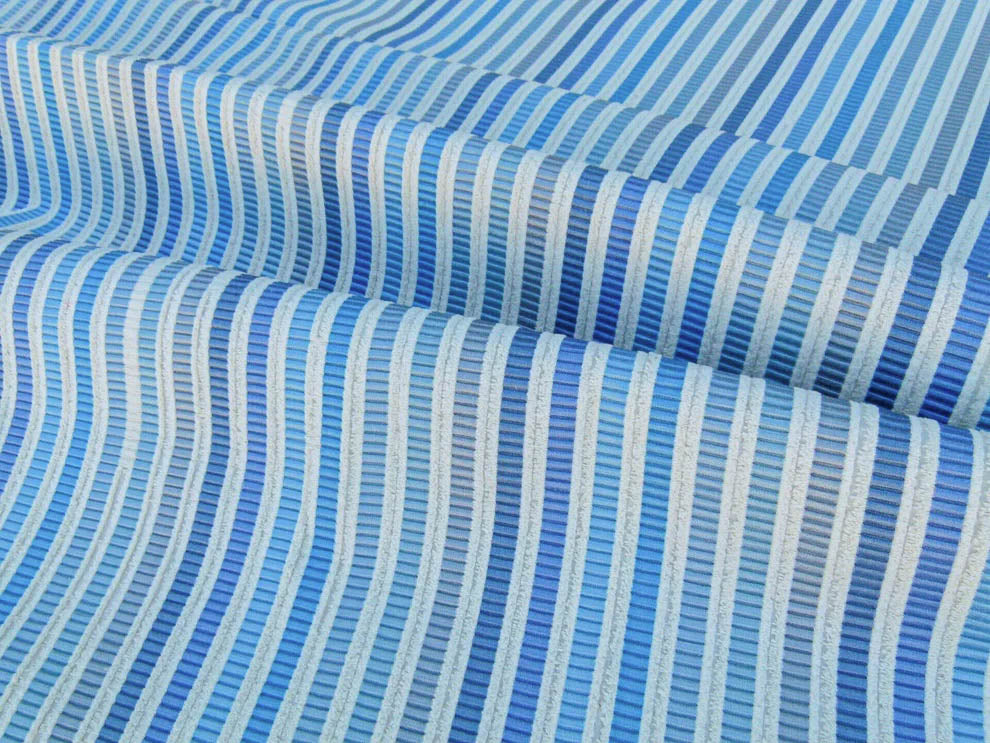 Scalamandre Clyfford Stripe Silk - Ivory/Blue White