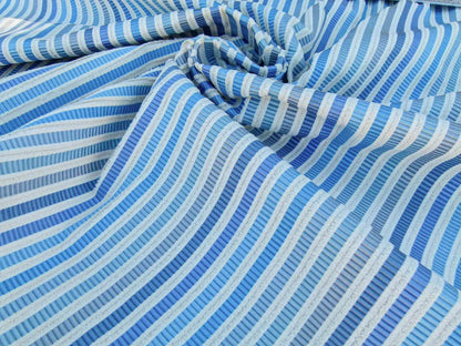 Scalamandre Clyfford Stripe Ivory/blue White Small Scale Silk Stripe MSRP USD 542