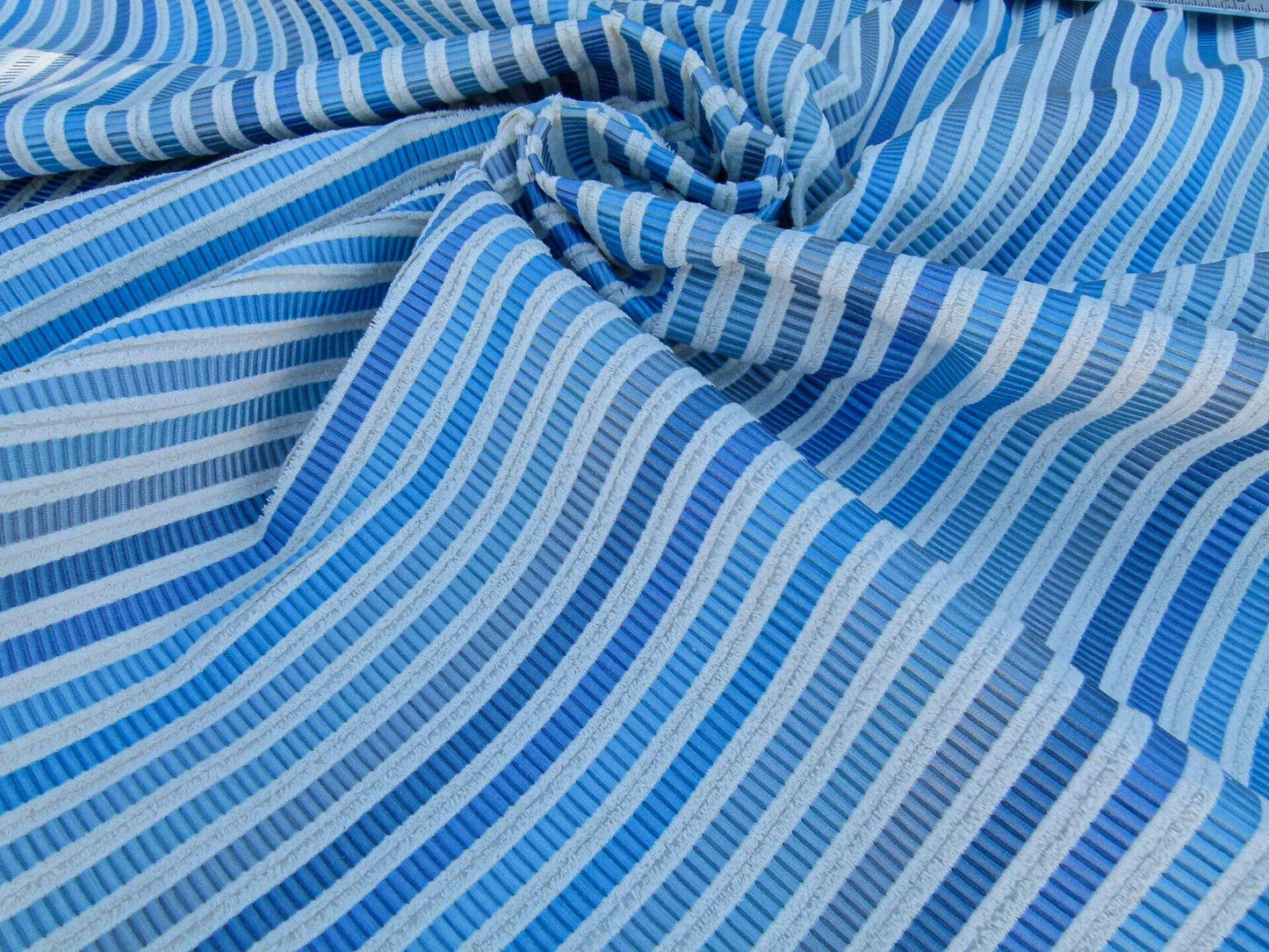 Scalamandre Clyfford Stripe Ivory/blue White Small Scale Silk Stripe MSRP USD 542