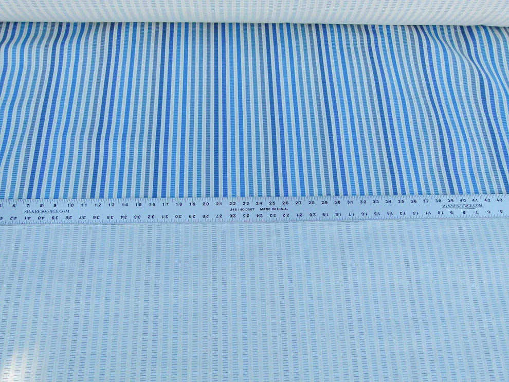 Scalamandre Clyfford Stripe Ivory/blue White Small Scale Silk Stripe MSRP USD 542