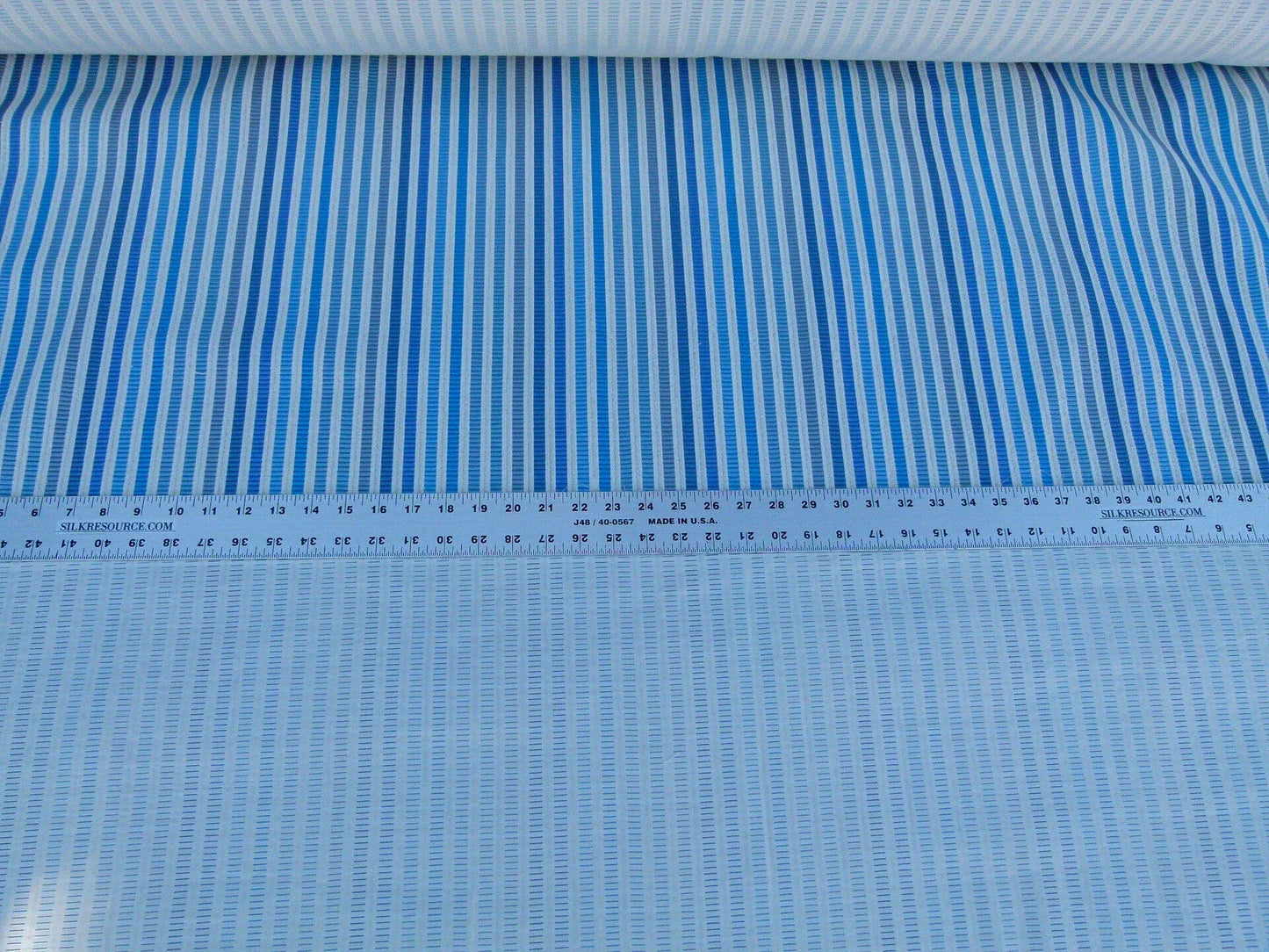 Scalamandre Clyfford Stripe Ivory/blue White Small Scale Silk Stripe MSRP USD 542