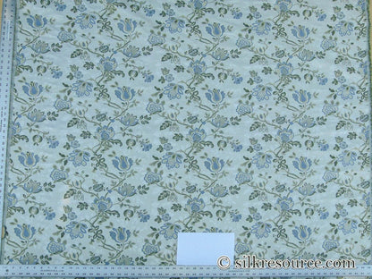 Scalamandre Adamella II Custom Ecru/blue Classic Garland Lampas Blue Cream White Gold Metal! MSRP USD 600+/Y