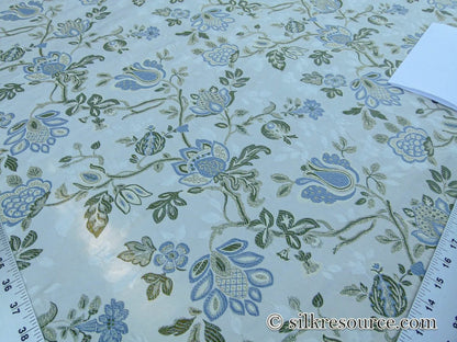 Scalamandre Adamella II Custom Ecru/blue Classic Garland Lampas Blue Cream White Gold Metal! MSRP USD 600+/Y