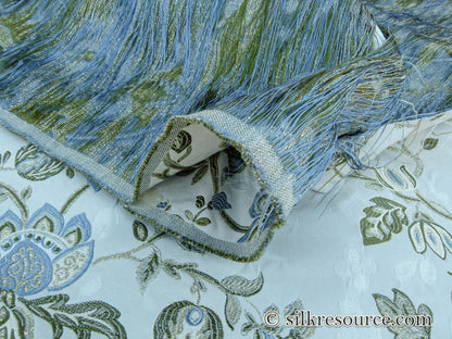 Scalamandre Adamella II Custom Ecru/blue Classic Garland Lampas Blue Cream White Gold Metal! MSRP USD 600+/Y