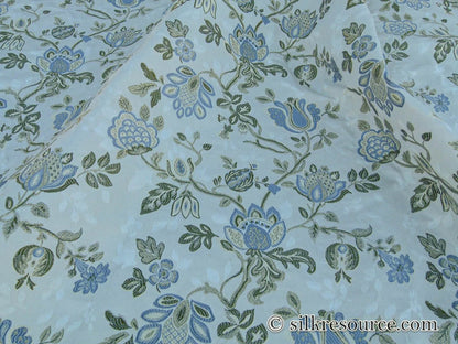 Scalamandre Adamella II Custom Ecru/blue Classic Garland Lampas Blue Cream White Gold Metal! MSRP USD 600+/Y