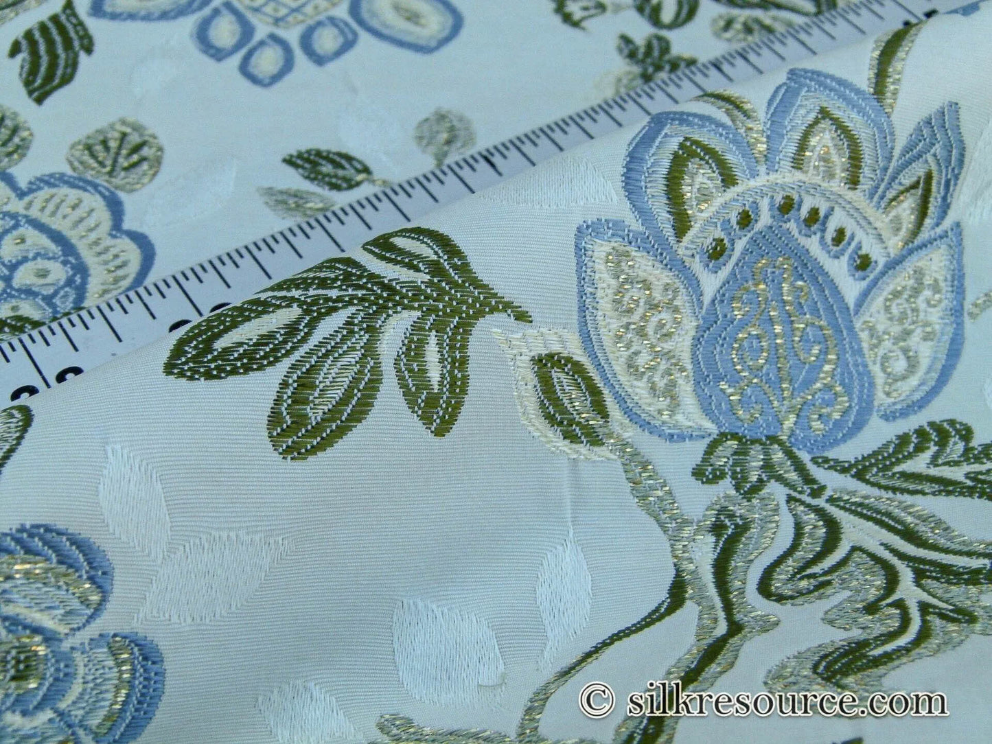 Scalamandre Adamella II Custom Ecru/blue Classic Garland Lampas Blue Cream White Gold Metal! MSRP USD 600+/Y