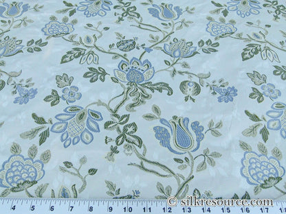 Scalamandre Adamella II Custom Ecru/blue Classic Garland Lampas Blue Cream White Gold Metal! MSRP USD 600+/Y
