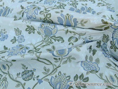 Scalamandre Adamella II Custom Ecru/blue Classic Garland Lampas Blue Cream White Gold Metal! MSRP USD 600+/Y