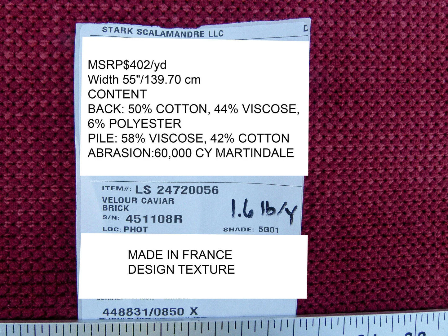 Scalamandre Velour Caviar Brick High End Woven Upholstery Fabric Red MSRP USD 402/yd