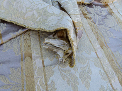 Scalamandre Urbino Imberline Pearl Multi Traditional Damask Stripe Gold MSRP USD 496/y