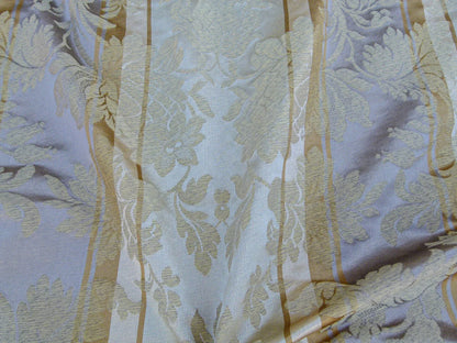 Scalamandre Urbino Imberline Pearl Multi Traditional Damask Stripe Gold MSRP USD 496/y