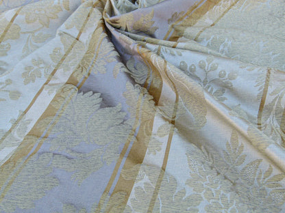 Scalamandre Urbino Imberline Pearl Multi Traditional Damask Stripe Gold MSRP USD 496/y