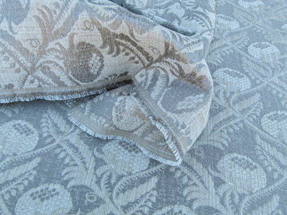 Scalamandre Boutonniere Driftwood Gray Blue Renaissance Small Scale Berry Pomegranate Jacquard Cotton Linen MSRP USD 402/y