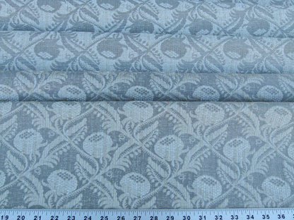Scalamandre Boutonniere Driftwood Gray Blue Renaissance Small Scale Berry Pomegranate Jacquard Cotton Linen MSRP USD 402/y