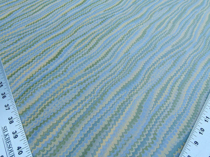 Scalamandre End Paper Caribbean 100% Silk Glamorous Marbled Paper Wave Light Blue Aqua Green Gold MSRP USD 378