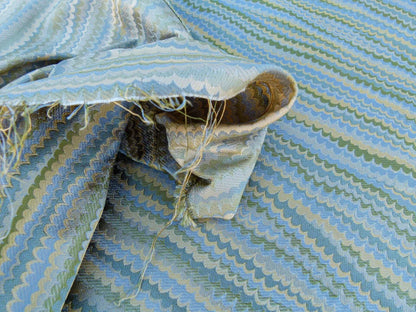 Scalamandre End Paper Caribbean 100% Silk Glamorous Marbled Paper Wave Light Blue Aqua Green Gold MSRP USD 378