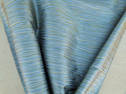 Scalamandre End Paper Caribbean 100% Silk Glamorous Marbled Paper Wave Light Blue Aqua Green Gold MSRP USD 378