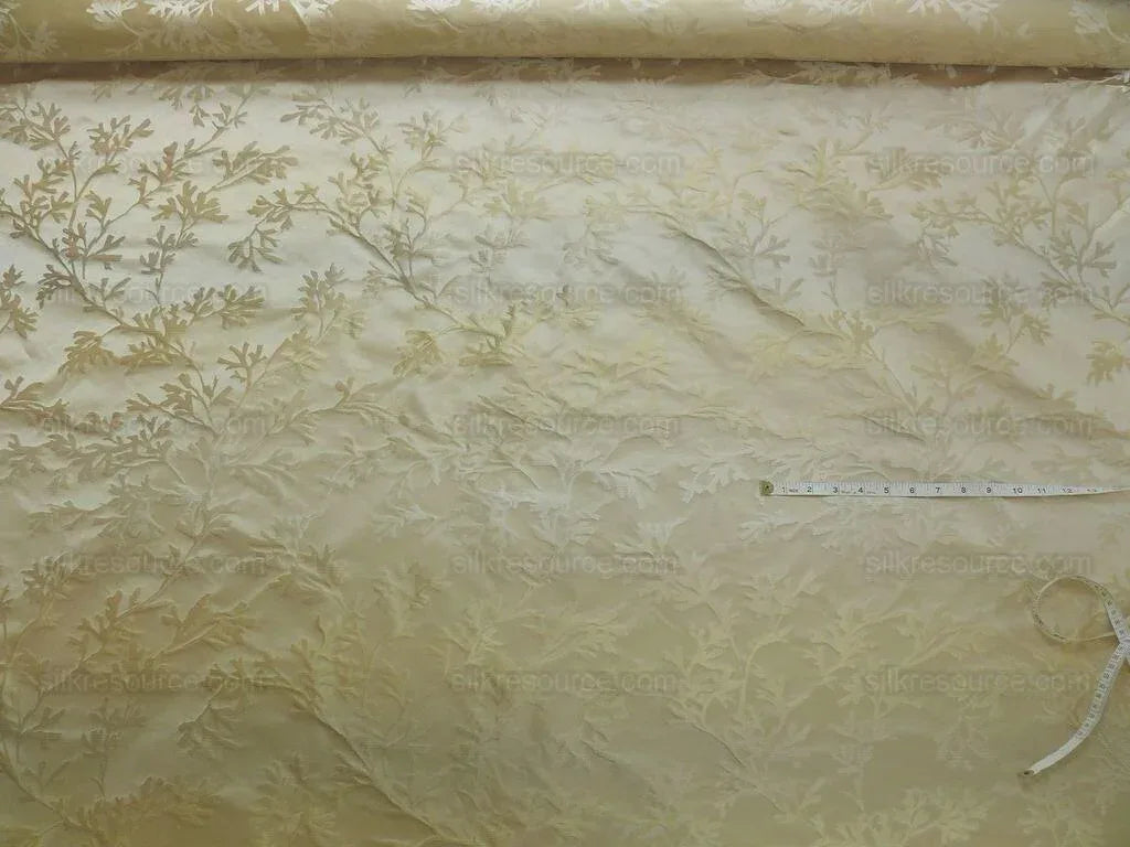 By Yard Sleek 100%silk Damask Sea Coral Vanilla White &amp; Amber