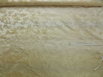 By Yard Sleek 100%silk Damask Sea Coral Vanilla White &amp; Amber