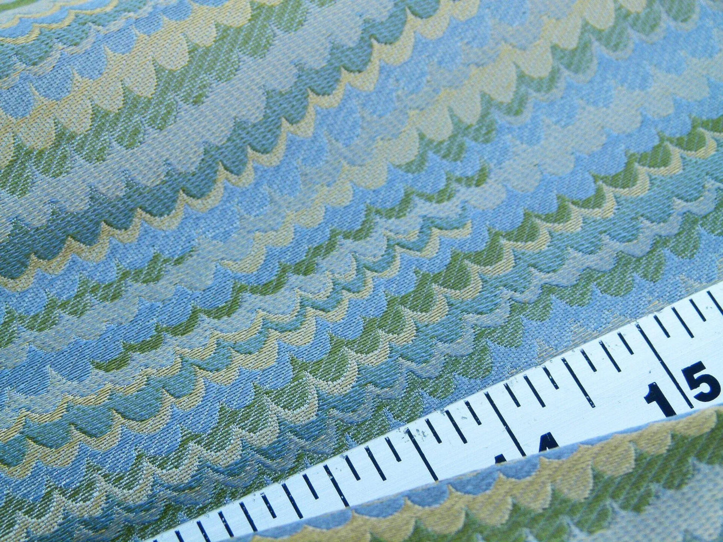 Scalamandre End Paper Caribbean 100% Silk Glamorous Marbled Paper Wave Light Blue Aqua Green Gold MSRP USD 378