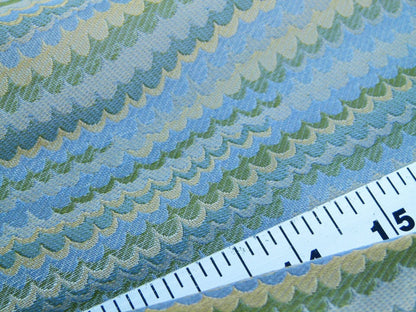 Scalamandre End Paper Caribbean 100% Silk Glamorous Marbled Paper Wave Light Blue Aqua Green Gold MSRP USD 378
