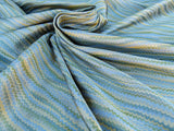 Scalamandre End Paper Caribbean 100% Silk Glamorous Marbled Paper Wave Light Blue Aqua Green Gold MSRP USD 378