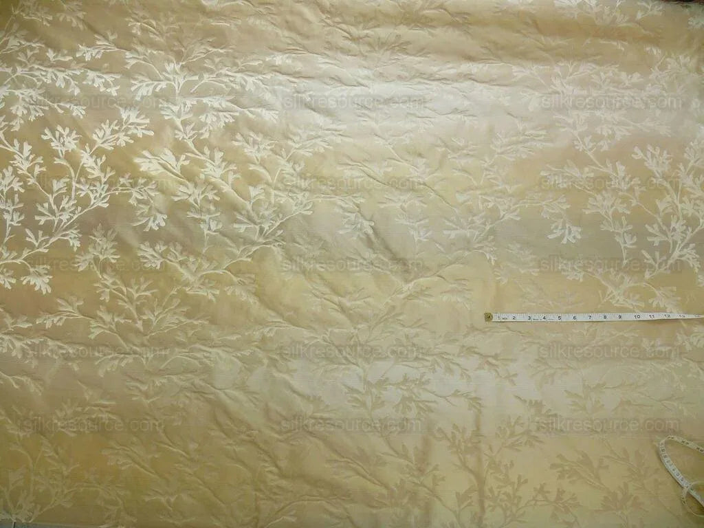 By Yard Sleek 100%silk Damask Sea Coral Vanilla White &amp; Amber