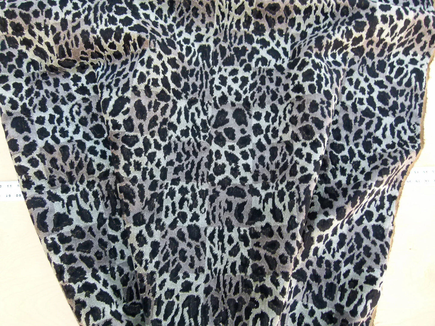 Scalamandre Leopard Square Greys Linen Velvet Animal Skin Plaid Black Check Super Heavy MSRP USD 424/y