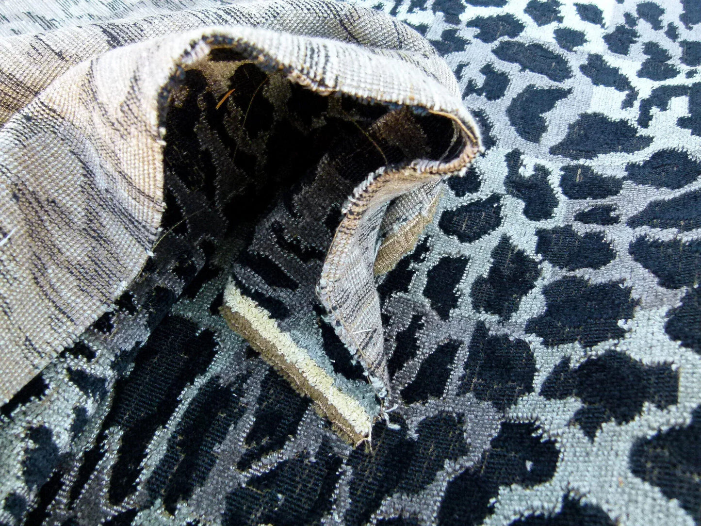 Scalamandre Leopard Square Greys Linen Velvet Animal Skin Plaid Black Check Super Heavy MSRP USD 424/y