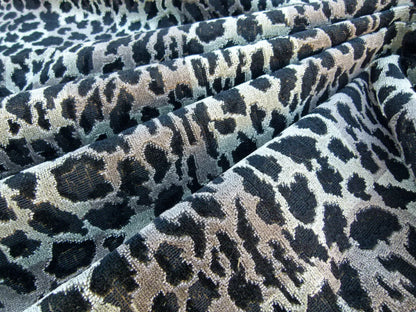 Scalamandre Leopard Square Greys Linen Velvet Animal Skin Plaid Black Check Super Heavy MSRP USD 424/y