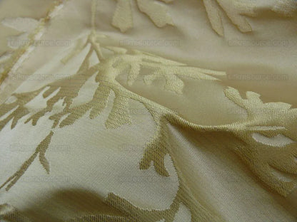 By Yard Sleek 100%silk Damask Sea Coral Vanilla White &amp; Amber