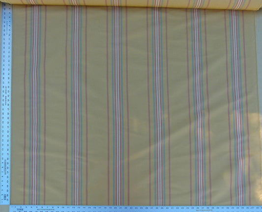 Scalamandre Bon Chance Multi Silk Taffeta Stripe With Sophisticated Colors Yellow Gold Red Turquoise Blue MSRP USD 132