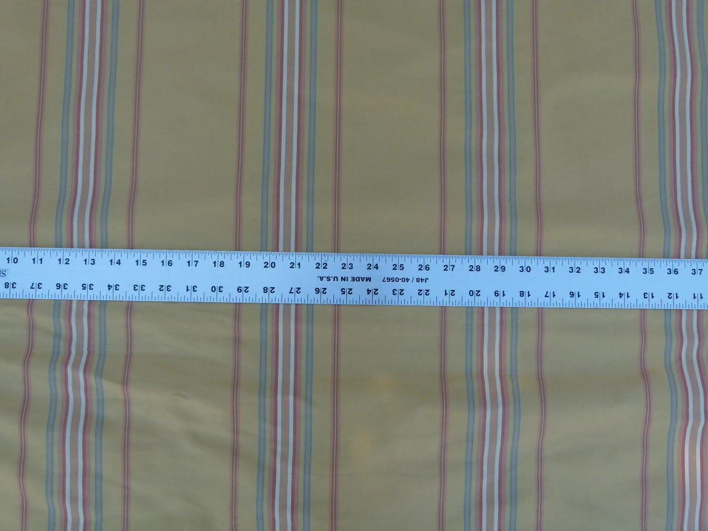 Scalamandre Bon Chance Multi Silk Taffeta Stripe With Sophisticated Colors Yellow Gold Red Turquoise Blue MSRP USD 132