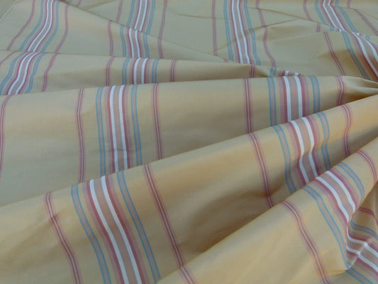 Scalamandre Bon Chance Multi Silk Taffeta Stripe With Sophisticated Colors Yellow Gold Red Turquoise Blue MSRP USD 132