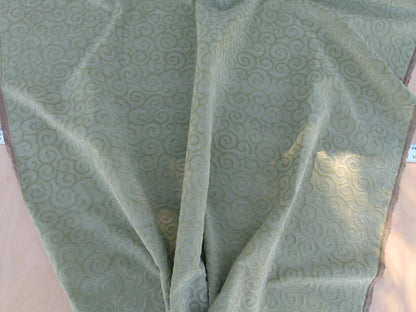 Scalamandre Arabesque Velvet Mint  Cut Velvet Flowy Fiddlehead Fern Scroll Green Cotton Heavy By The Yard - MSRP USD 240/yd