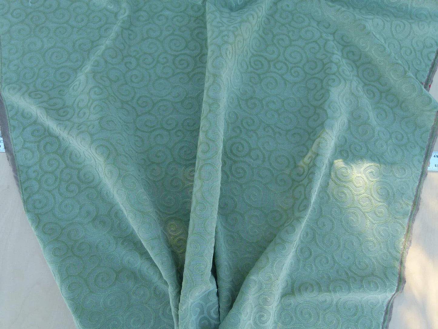 Scalamandre Arabesque Velvet Mint  Cut Velvet Flowy Fiddlehead Fern Scroll Green Cotton MSRP USD 240/yd