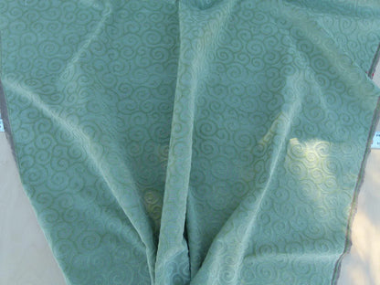 Scalamandre Arabesque Velvet Mint  Cut Velvet Flowy Fiddlehead Fern Scroll Green Cotton MSRP USD 240/yd