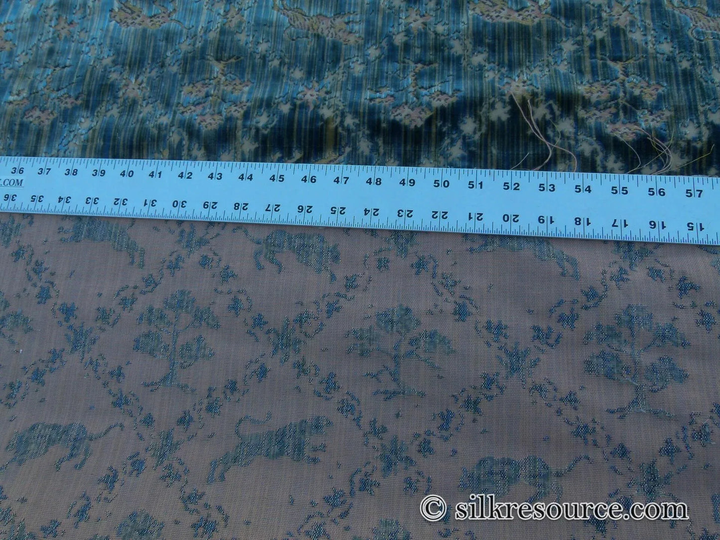 Scalamandre Santini Green Blue Silk Velvet Lion Animal Leopard Forest MSRP USD 882/y