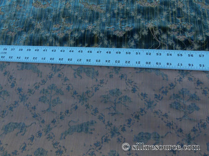 Scalamandre Santini Green Blue Silk Velvet Lion Animal Leopard Forest MSRP USD 882/y