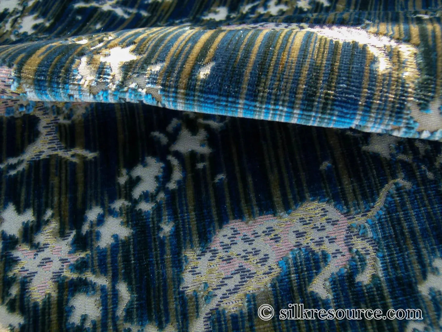 Scalamandre Santini Green Blue Silk Velvet Lion Animal Leopard Forest MSRP USD 882/y