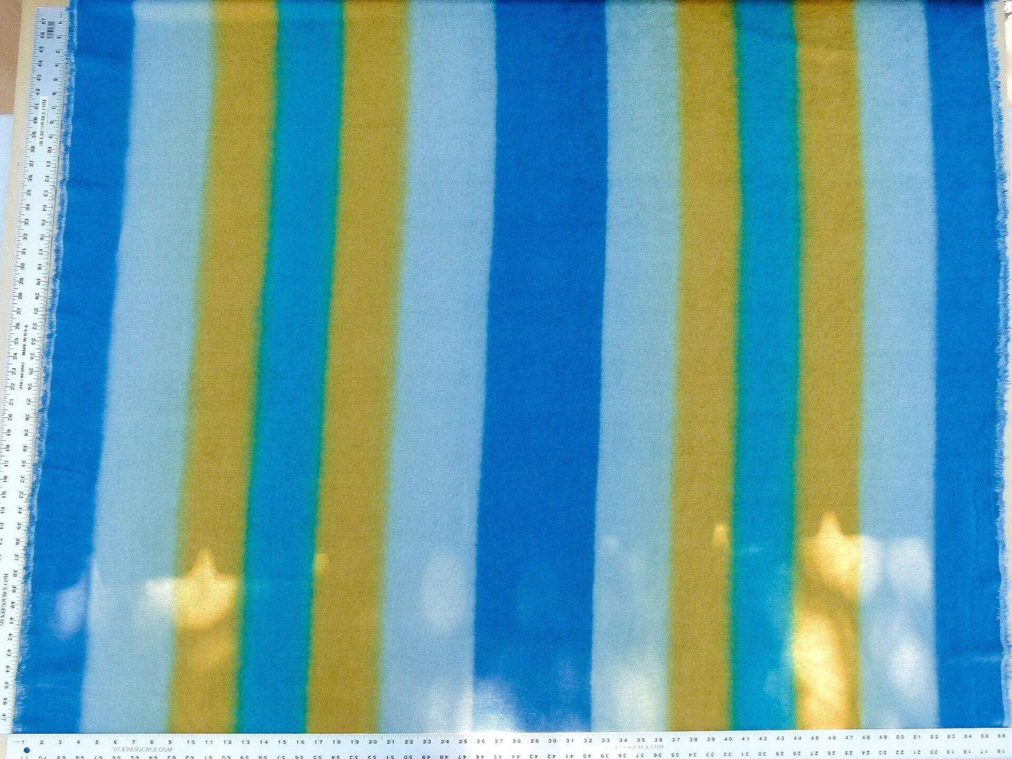 Scalamandre Comporta Cool Summer Ombre Hand Print Stripe Blue White Yellow MSRP USD 300+/y
