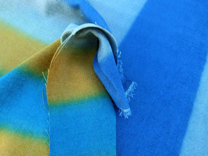 Scalamandre Comporta Cool Summer Ombre Hand Print Stripe Blue White Yellow MSRP USD 300+/y