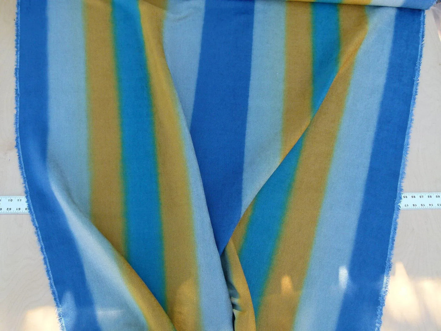 Scalamandre Comporta Cool Summer Ombre Hand Print Stripe Blue White Yellow MSRP USD 300+/y