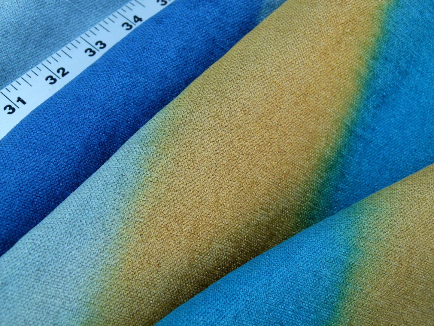 Scalamandre Comporta Cool Summer Ombre Hand Print Stripe Blue White Yellow MSRP USD 300+/y