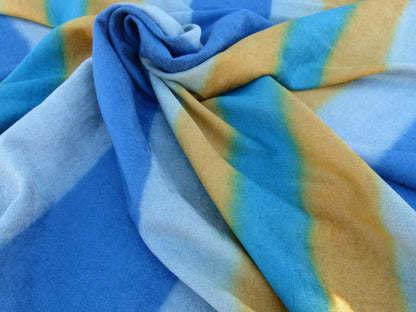 Scalamandre Comporta Cool Summer Ombre Hand Print Stripe Blue White Yellow MSRP USD 300+/y