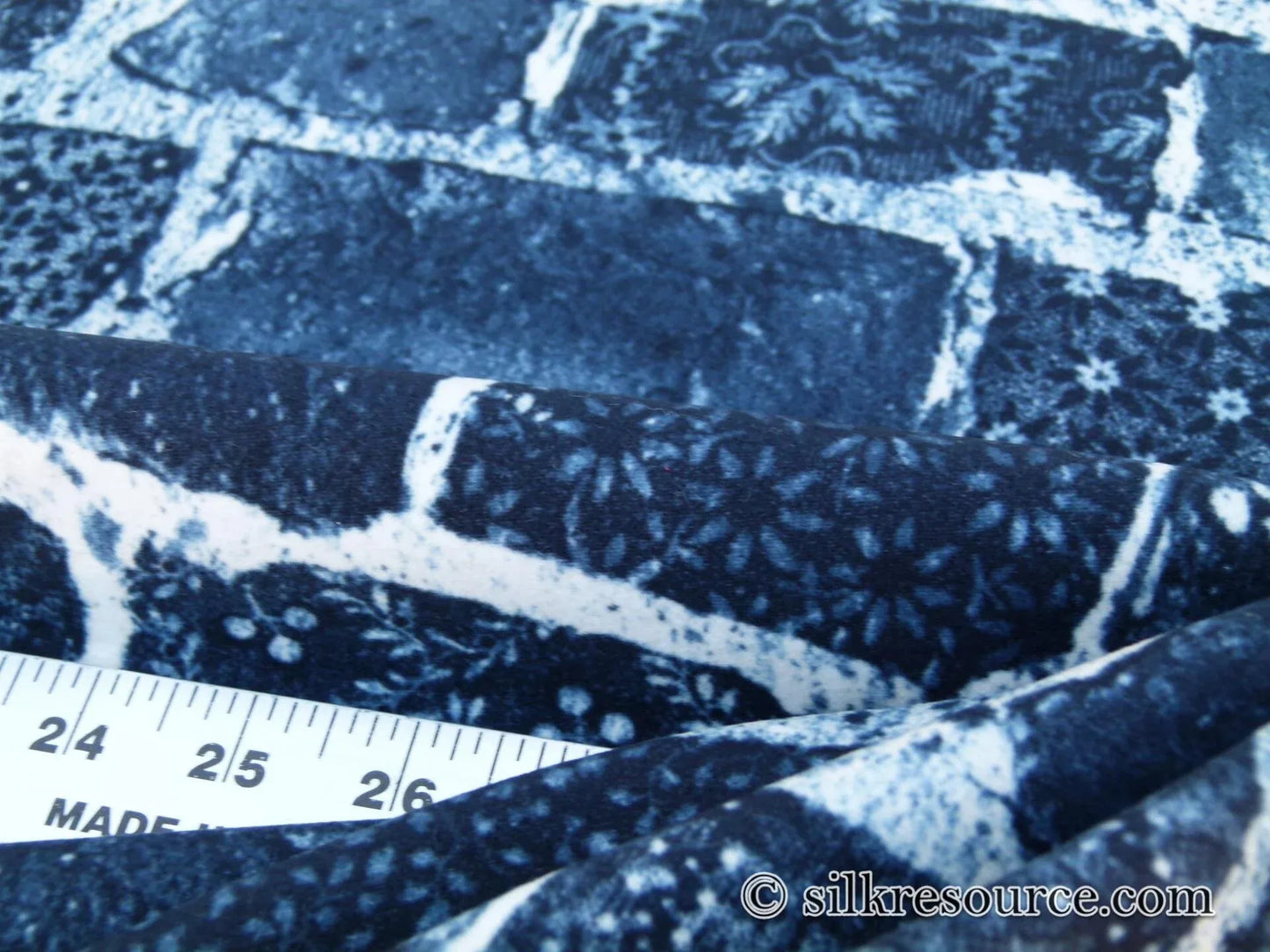 Scalamandre Jean Paul Gaultier Folk Indigo Jeans Denim Made Into Bricks Blue Green MSRP USD 420/y