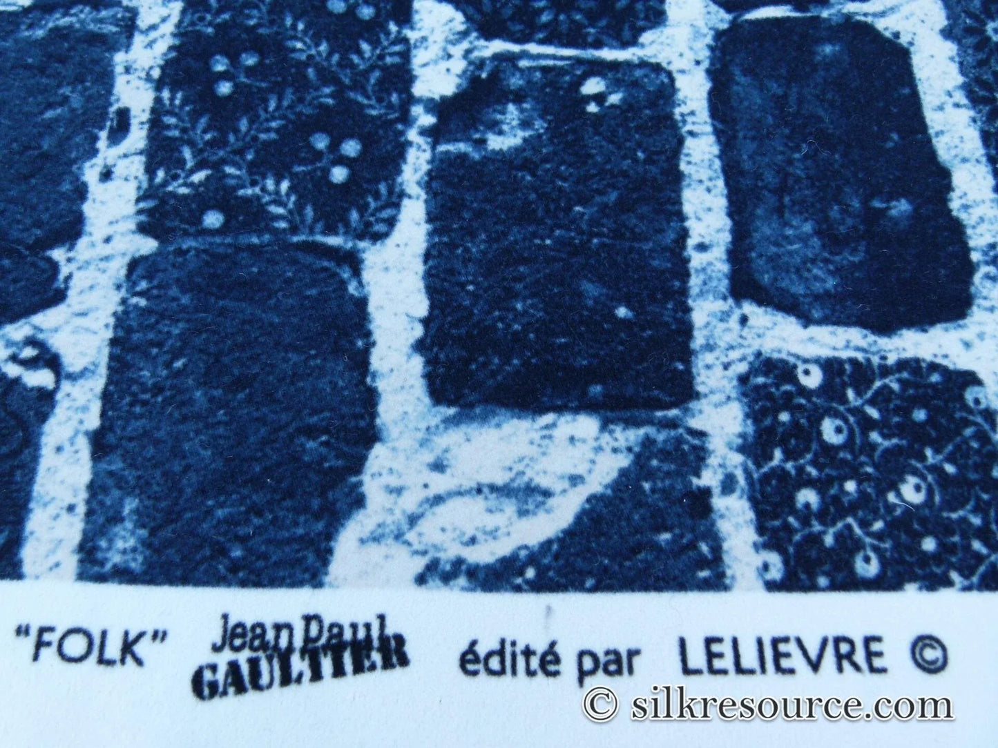 0.75y Scalamandre Jean Paul Gaultier Folk Indigo Jeans Denim Made Into Bricks Blue Green MSRP USD 420/y